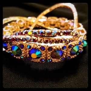 Set of three rhinestone bracelets.